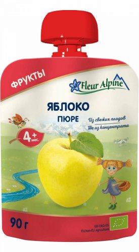 Fleur Alpine Пюре детское Яблоко, с 4 месяцев, 90 г