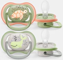 Philips Avent Пустышка Ultra Air силиконовая, 6-18 месяцев, 2 штуки					