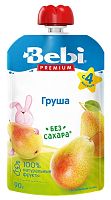 Bebi Пюре Груша премиум, с 4 месяцев, 90 г					